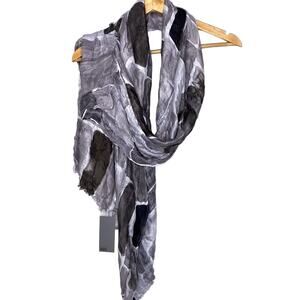 Nordstrom Rack Scarf Women Long Blanket Gray Block Print NWT *